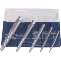 Screw Extractors - Screw Extractor Set in Fold-Up Pouch, 5 Pieces, High Carbon Steel Action Paper