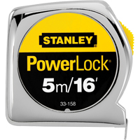 PowerLock&reg; Measuring Tape, 1"/16ths of an Inch x 16', 16th Milimeters Graduations Action Paper