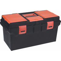 Plastic Tool Box, 22" W x 11" D x 10-1/2" H, Black Action Paper