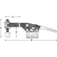 Horizontal Hold-Down Clamps, 200 lbs. Clamping Force, Horizontal Action Paper