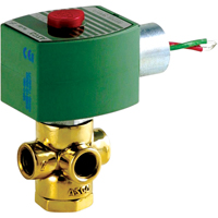 3-Way Direct Acting Universal Solenoid Valves, 1/4" Pipe, 100 psi Action Paper
