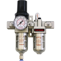Airflo Compact Combination Units Filter/Regulator + Lubricator + Gauge, 1/4" NPT, 150 PSI Max. PSI, Modular Action Paper