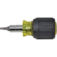 Stubby Multi-Bit Screw Driver With Sq.Recess, 3-1/5" L, Cushion Grip Handle Action Paper