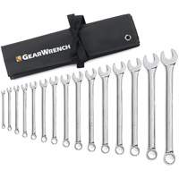 12-Point Long Pattern Wrench Set with Tool Roll, Combination, 15 Pieces, Imperial Action Paper