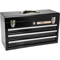 Portable Tool Box, 20" W, 3 Drawers, Black Action Paper