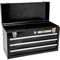Portable Tool Box, 20" W, 3 Drawers, Black Action Paper