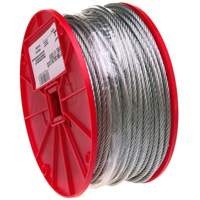 Wire Cable, 500' (152.4 m) x 3/32", 184 lbs. (0.092 tons), Galvanized Action Paper