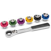 6 Point Magnetic Oil Drain Plug Metric Socket Set, 7 Pieces, 3/8" Drive Size Action Paper