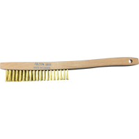 Curved-Handle Scratch Brushes, Brass, 4 x 19 Wire Rows, 14" Long Action Paper