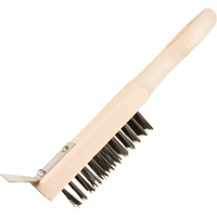 Scratch Brush With Scraper, Steel, 5 x 13 Wire Rows, 11-3/8" Long Action Paper