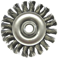 Wire Wheel Brushes, 4" Dia., 0.02" Fill, 5/8"-11 Arbor, Steel NU438 | Action Paper