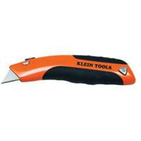 Klein-Kurve&reg; Retractable Utility Knife, Stainless Steel, Heavy-Duty, Rubber Handle Action Paper