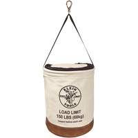 Canvas Bucket with Closing Top, Canvas, 14" Dia. x 17" H, 150 lbs. Load Rating Action Paper