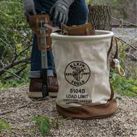Leather-Bottom Bucket, 17" H, Canvas, White Action Paper