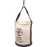 Canvas Bucket, Wide Straight-Wall with Pocket, Canvas, 12" Dia. x 15" H, 75 lbs. Load Rating Action Paper