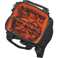 Tradesman Pro Tool Tote, Ballistic Nylon, 40 Pockets, Black/Orange Action Paper