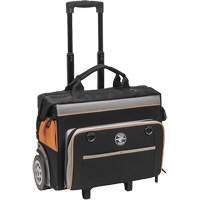Tradesman Pro Rolling Tool Bag, Ballistic Polyester, 24 Pockets, Black/Orange Action Paper