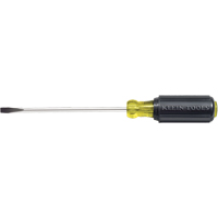 Slot Cabinet Tip Screwdriver, 1/4" Tip, Round, 10-11/32" L, Cushion Grip Handle Action Paper
