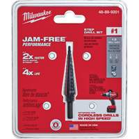 #1 Step Drill Bit, 1/8" - 1/2" , 1/32" Increments, High Speed Steel Action Paper