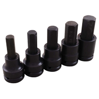 Impact Socket Set, Hex, 3/4" Drive, 5 Pcs Action Paper