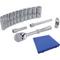 Jeu de douilles et accessoires, 15 Mcx, Prise de 3/8", Profond Action Paper