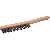 Long Handle Industrial-Duty Scratch Brush, Steel, 3 x 19 Wire Rows, 14" Long Action Paper