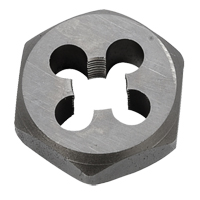 Hex Rethreading Die Nut, 1"/1-1/16" Dia., 1/8"-27 Thread, Carbon Steel/Chromium Steel Action Paper