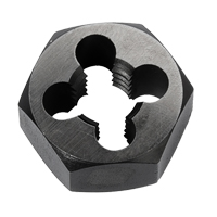 Hex Rethreading Die Nut, 1"/1-1/4" Dia., 1/4"-18 Thread, Carbon Steel/Chromium Steel Action Paper