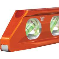 Torpedo Billet Level, 8" L, Aluminum, 4 Vials, Magnetic Action Paper