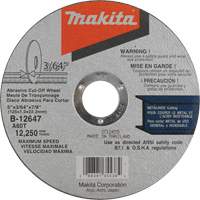 Thin Kerf Cut-Off Wheel, 5" x 3/64", 7/8" Arbor, Type 1, Aluminum Oxide, 12250 RPM Action Paper