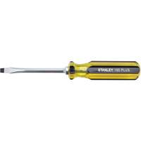 100 PLUS&reg; Standard Slotted Tip Screwdriver, 1/4" Tip, Square, 8-3/16" L, Plastic Handle Action Paper