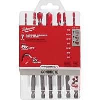 Large Shockwave Hammer Drill Bit Kit, 7 Pieces, Carbide Action Paper