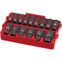 Jeu de douilles SAE Shockwave Impact Duty Packout, 15 Mcx, Chocs, Prise de 1/2", Profond Action Paper