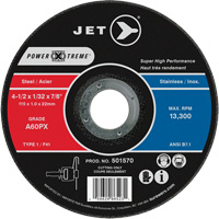A60PX Power-Xtreme Cut-Off Wheel, 4-1/2" x 1/32", 7/8" Arbor, Type 1, 13300 RPM Action Paper