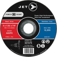 A60PX Power-Xtreme Cut-Off Wheel, 5" x 1/32", 7/8" Arbor, Type 1, 12200 RPM Action Paper