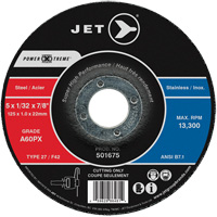 A60PX Power-Xtreme Cut-Off Wheel, 4-1/2" x 3/64", 7/8" Arbor, Type 27, 13300 RPM Action Paper