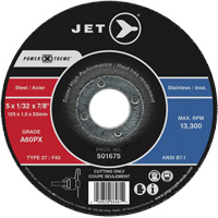 A60PX Power-Xtreme Cut-Off Wheel, 6" x 3/64", 7/8" Arbor, Type 27, 10200 RPM Action Paper