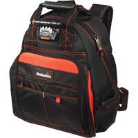 Lighted Tool Backpack, Black/Red, Ballistic/Polyester Action Paper