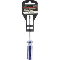 Blue Transparent Striped Slotted Screwdriver, 1/8" Tip, Round, Plastic Handle Action Paper