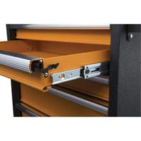 GSX Series Rolling Tool Cabinet, 6 Drawers, 36" W x 18-1/5" D x 37-2/5" H, Black/Orange Action Paper