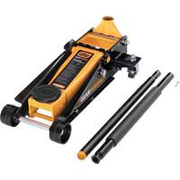 Heavy-Duty Floor Jack, 3 Ton(s) Capacity, 5-1/4" Lowered, 18-1/4" Raised, Manual Hydraulic Action Paper