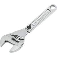Adjustable Ratcheting Flex Wrench, 8" L, 2-27/50" Max Width, Chrome/Polished Action Paper
