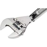 Adjustable Ratcheting Flex Wrench, 8" L, 2-27/50" Max Width, Chrome/Polished Action Paper
