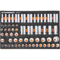 MEGAMOD Metric Mechanics Tool Set in Modular Foam Trays with Rolling Cabinet, 358 Pieces Action Paper