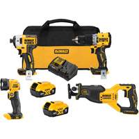 XR&reg; Brushless Cordless 4-Tool Combo Kit, Lithium-Ion, 20 V Action Paper