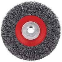 5C14T High Performance Crimped Wire Brush, 5" Dia., 0.014" Fill, 5/8"-11NC Arbor Action Paper