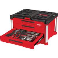 Ensemble de 64 outils &agrave; main avec boîte &agrave; outils PACKOUT &agrave; 4 tiroirs, 16-3/10" x 22-1/5" x 14-3/10", Noir/Rouge Action Paper