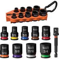 Grab-And-Go Impact Socket Set, SAE, 10 Pcs, Impact, 3/8" Drive Size Action Paper