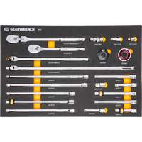 Ensemble d'outils &agrave; cliquet et d'entraînement 3/8" &agrave; 90 dents avec plateau de rangement en mousse Action Paper