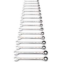 90-Tooth 12 Point Wrench Set, Ratcheting Combination, 16 Pieces, Metric Action Paper